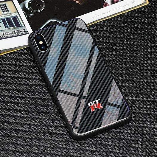 Car Fans Zone GTR Tempered Glass Carbon Fiber Case iPhone