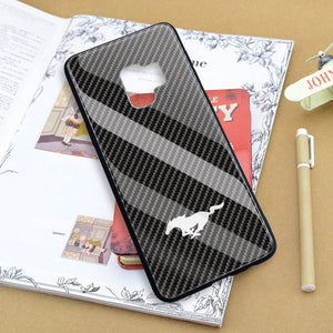 Car Fans Zone Mustang Tempered Glass Carbon Fiber Case samsung