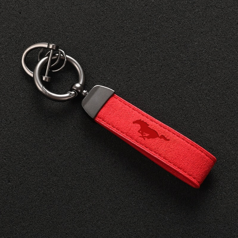 Car Fans Zone Ford Mustang Alcantara keychain red