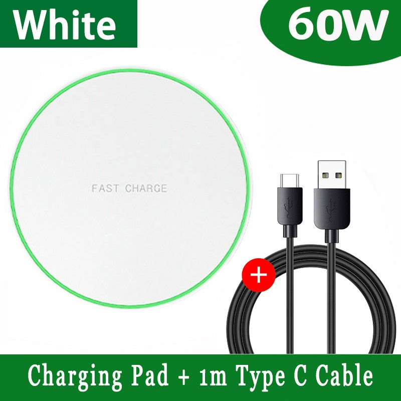 60W Wireless Charger white with cable