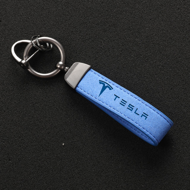 Car Fans Zone Tesla Alcantara keychain blue