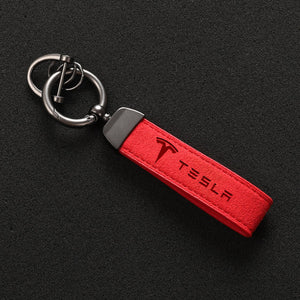 Car Fans Zone Tesla Alcantara keychain red