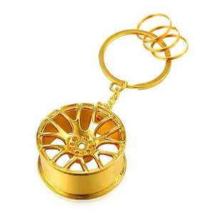 Car Fans Zone Keychain Gold Car Wheel Keychain Gold