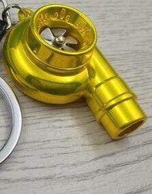 Car Fans Zone Keychain Gold Turbine Pressure Booster Keychain