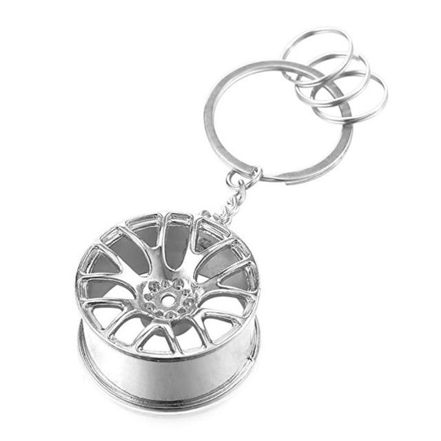 Car Fans Zone Keychain Silver Car Wheel Keychain Silver