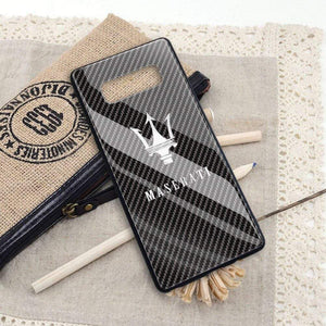 Car Fans Zone Maserati Tempered Glass Carbon Fiber Case samsung